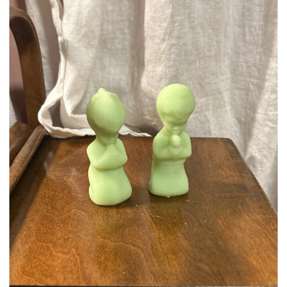Fenton Uranium Boy and Girl Art Sculptures